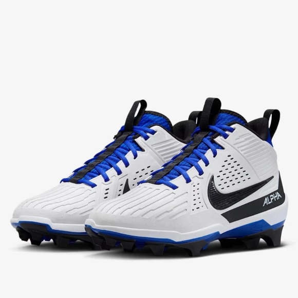 Nike Alpha Menace Strong Football Cleats White Blue - Picture 1 of 8